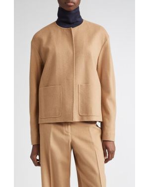 Lafayette 148 New York Patch Pocket Collarless Hair Jacket - Blue