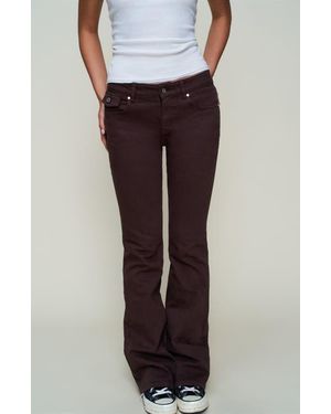 GUIZIO Low Rise Flare Twill Pant - Brown