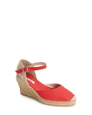 Toni Pons 'Caldes' Linen Wedge Sandal - Red