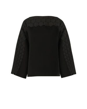 eem Quilted Embroidered Top - Black
