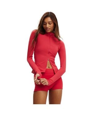 Cotton On Active Core Zip Through Long Sleeve - Red