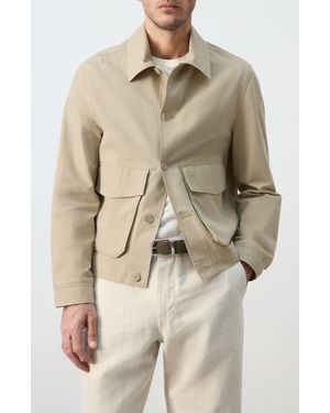 Mango Cotton Blend Jacket - Natural