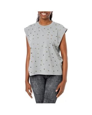 DAI MODA Star Studded Oversize Muscle T-Shirt - Gray
