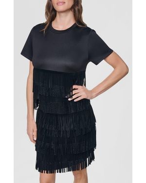 DKNY Rhinestone Fringe Dress - Blue