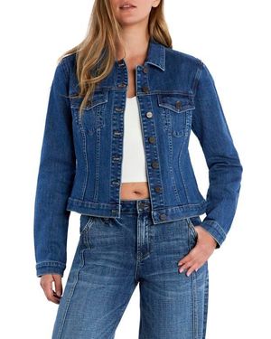 HINT OF BLU Sleek Stretch Denim Trucker Jacket - Blue