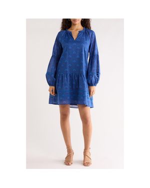 Sugarlips Briza Medallion Print Long Sleeve Minidress - Blue