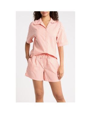 Papinelle Stripe Cotton Poplin Pajamas - Pink