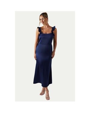 Oasis Satin Bridesmaid Midi Dress - Blue