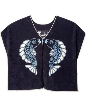 Tombolo 'Fish Smooch' Hand Towel Top - Blue