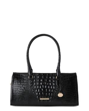 Brahmin Sophia Croc Embossed Leather Satchel - Black