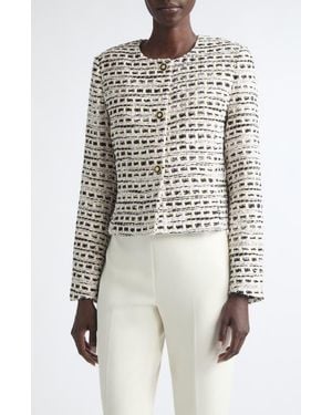St. John Rosa Basket Weave Tweed Jacket - White