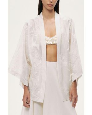 Nocturne Textured Jacquard Robe - White