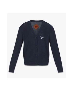 MCM Logo Embroidery Knit Cardigan - Blue
