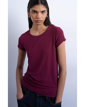 TOPSHOP Fitted Rib T-Shirt - Purple