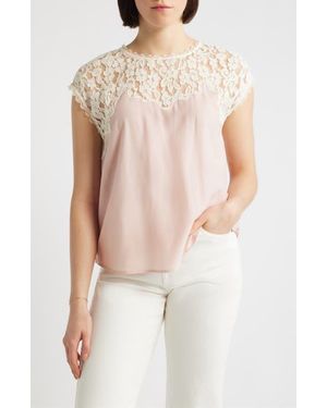Wit & Wisdom Lace Yoke Satin Top - Multicolor
