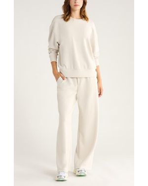 Zella Soft Luxe Boxy Crew Sweatshirt - Natural