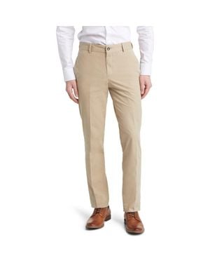 Berle Trim Fit Cotton Poplin Dress Pants - Natural