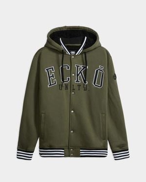 Ecko' Unltd State Faux Shearling Varsity Jacket - Green