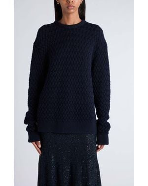Bottega Veneta Wool Intrecciato Crewneck Sweater - Blue