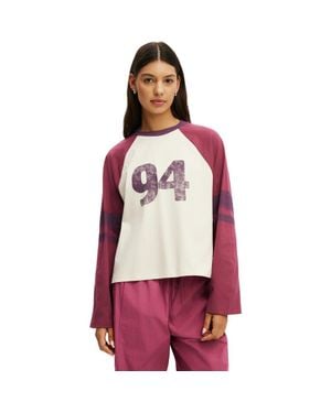 Cotton On Active Graphic Raglan Tee - Red
