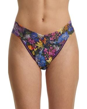 Hanky Panky Print Original Rise Thong - Blue