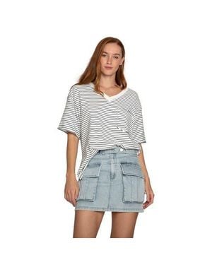 Belle & Bloom Brave Soul Oversized Striped T-Shirt - Gray
