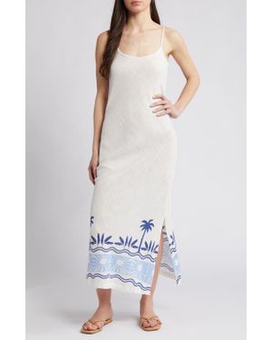 Rip Curl Santorini Border Print Gauze Maxi Slipdress - White