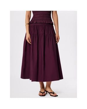 Whistles Tier Hem Cotton Skirt - Purple