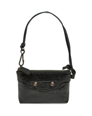 Balenciaga Le City Zip Pouch Leather Shoulder Bag - Black