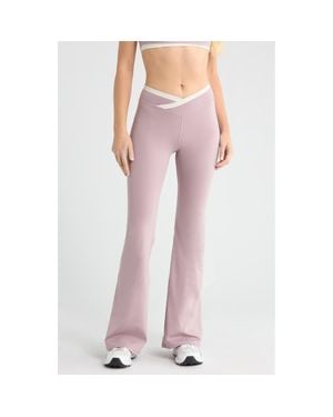 PacSun Contrast Crossover Flare Leggings - Pink