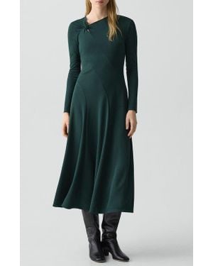 Theory Long Sleeve A-Line Midi Dress - Green