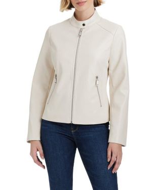 Vince Camuto Faux Leather Jacket - White