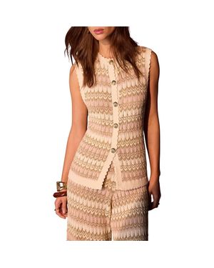 Mint Velvet Striped Knit Waistcoat - Brown