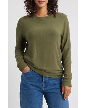 Loveappella Brushed Jersey Crewneck Top - Green