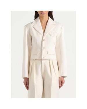Manière De Voir Prisca Structured Cropped Blazer - Natural