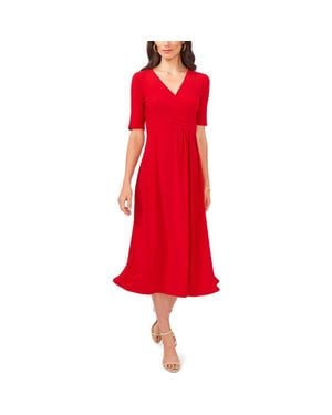 Chaus Laura Faux Wrap Midi Dress - Red