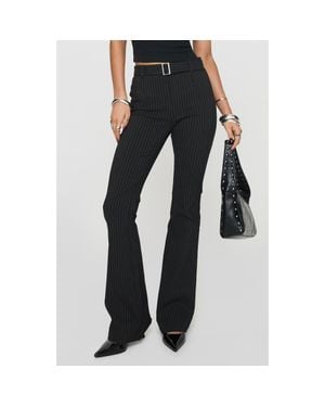 Princess Polly Pagano Pinstripe Cotton Blend Flare Leg Pants - Blue