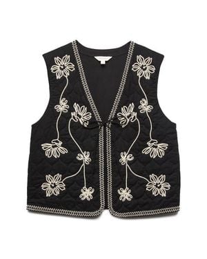 PER UNA BY M&S Embroidered Cotton Vest - Black