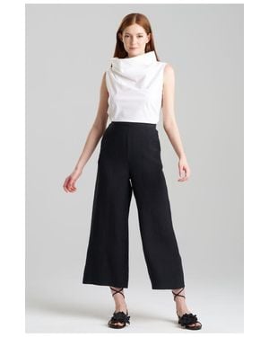 Natori Light Weight Linen Cropped Wide Leg Pants - White