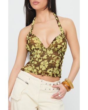 Princess Polly Aspyn Crop Halter Top - Yellow