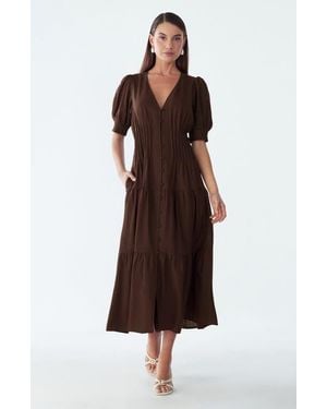 Willa Apple Midi Dress - Brown
