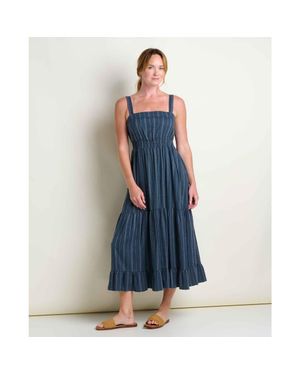 Toad & Co. Taj Hemp Tiered Midi Sleeveless Dress - Blue