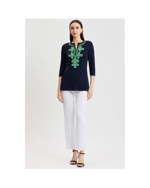 Ming Wang Classic Soutache Soft Knit Tunic - White