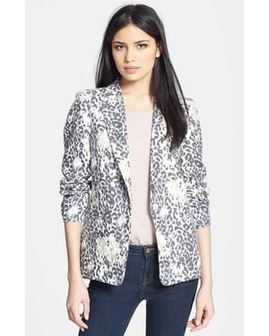 Joie 'Mehira' Animal Print Linen Blazer - White