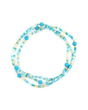 Panacea Set Of 3 Beaded Stretch Bracelets - Blue