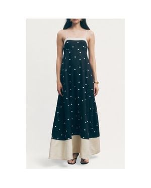 Maude Club Jacky Polka Dot A-Line Dress - Blue