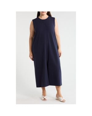 Eileen Fisher Sleeveless Stretch Cotton Jersey Midi Dress - Blue