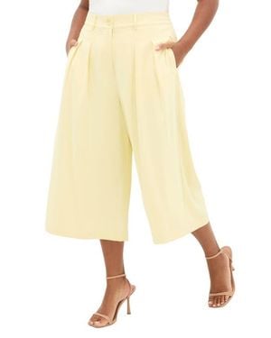 City Chic Abbie Crop Wide Leg Pants - Yellow