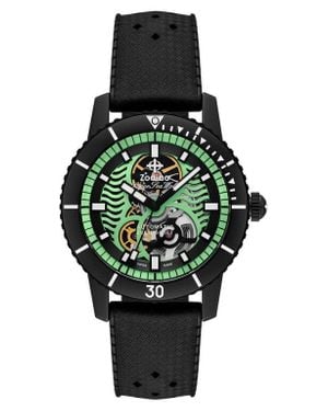 Zodiac Compression Diver Skeleton Rubber Strap Watch, 40Mm - Black