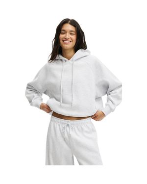 Cotton On Active Plush Premium Raglan Hoodie - Gray
